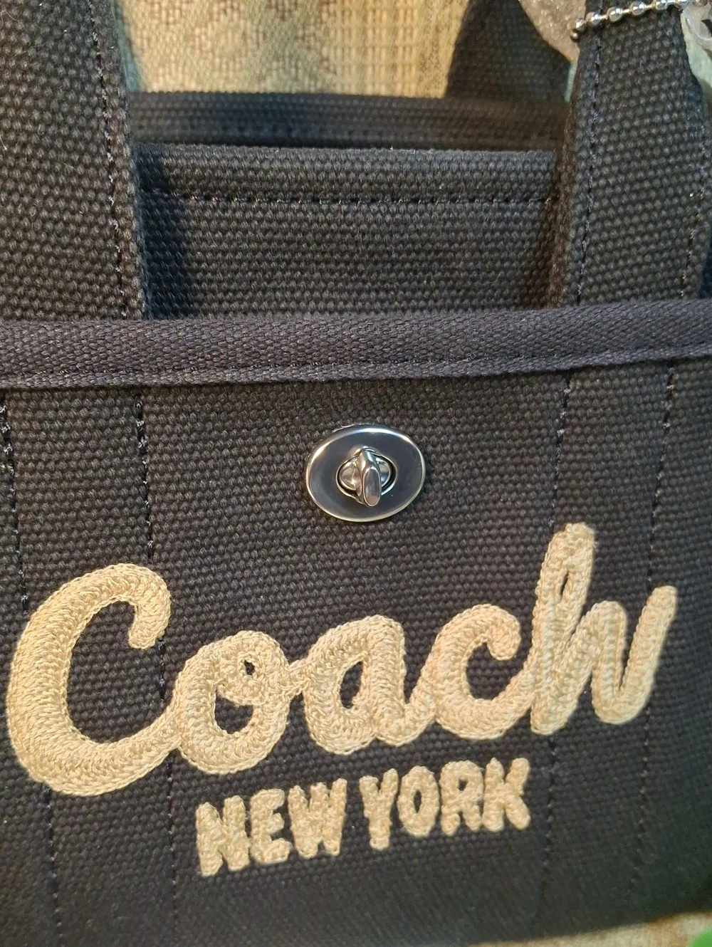 Coach Mini Cargo Tote In Black Canvas